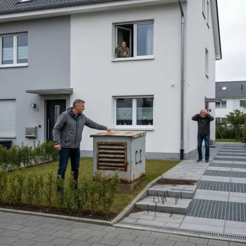 Eigentümer und Sachverständiger dokumentieren den Baupfusch. Sie prüfen Schadensersatz wegen mangelhafter Werkleistung und Werteinbuße