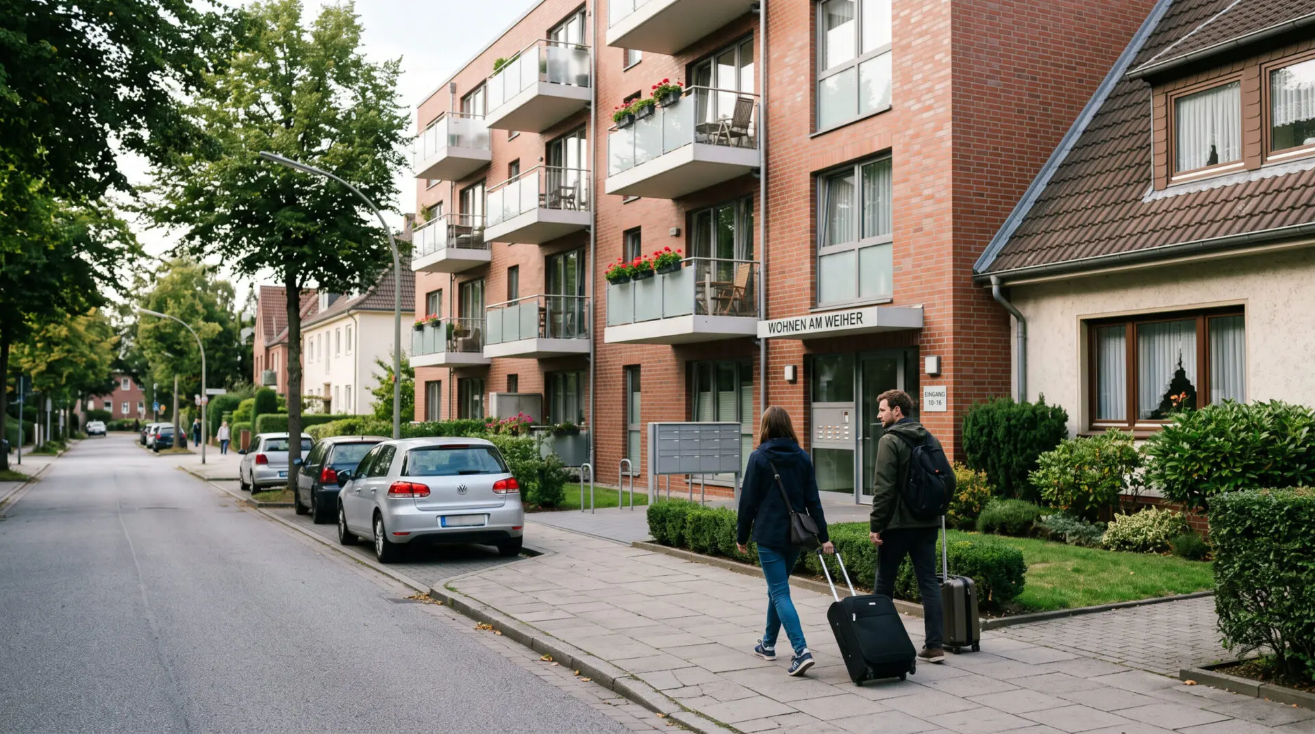 Ferienwohnanlage neben Einfamilienhaus in Hamburger Wohnstraße