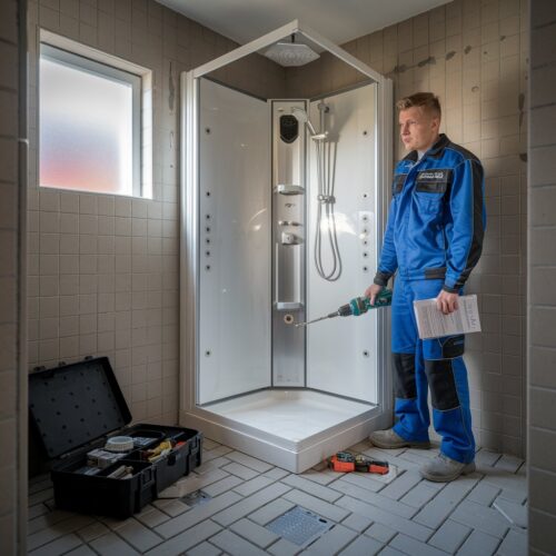 Monteur entdeckt spiegelverkehrte Duschmontage